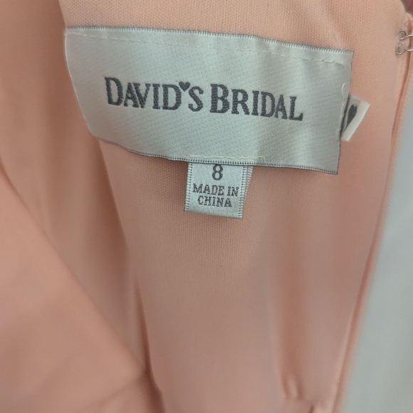 David's Bridal NEW long illusion mesh gown sz 8 pink peachy color - Picture 9 of 13